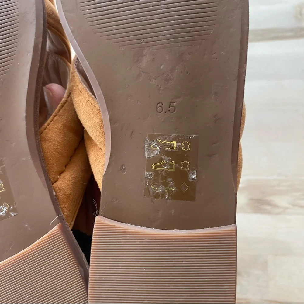 Madewell brown suede leather cross strap slide sandals size 6.5